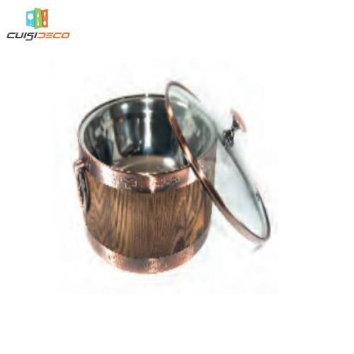 Faitout a Riz en Bois Intérieur en Inox Avec Couvercle en Verre