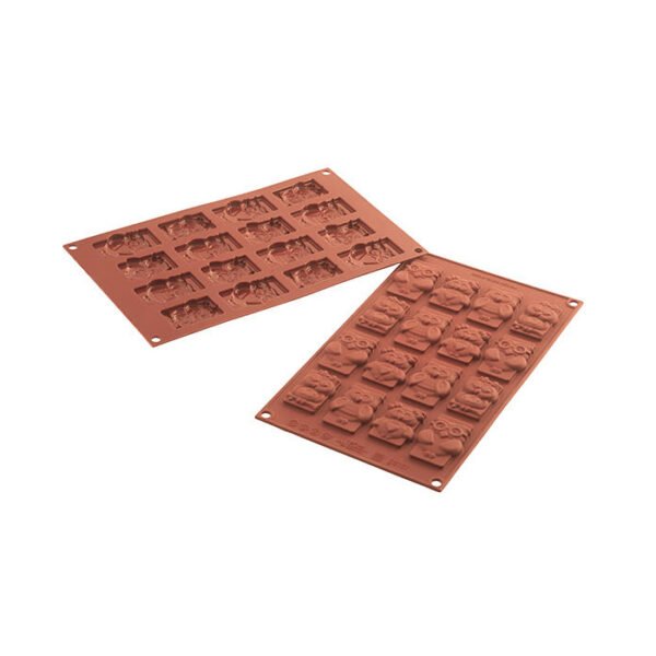 SF199 - MOULE EN SILICONE N. 16 FUNNY OWLS CHOCO TAGS