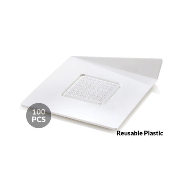 SET 100 LANGUETTES A GÂTEAUX BLANCHES -CARRE 83X83 MM BLANC